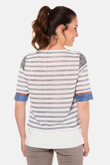 Shirt, Mustermix, Ziernieten, Saumband, Feinstrick