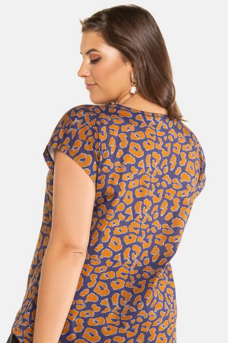 Oversized-Shirt, Color-Leo, gerundeter Saum