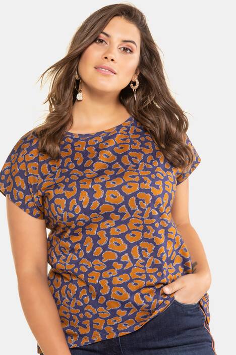 Oversized-Shirt, Color-Leo, gerundeter Saum