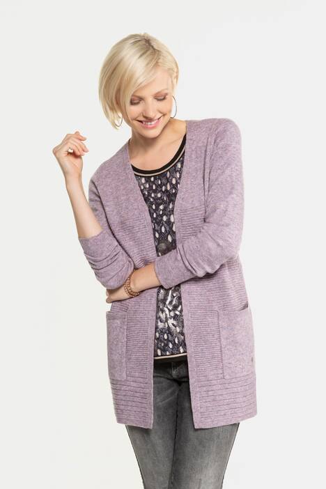 Strickjacke, längere Form, Hakenverschluss, Langarm