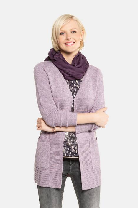 Strickjacke, längere Form, Hakenverschluss, Langarm