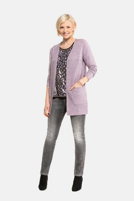 Strickjacke, längere Form, Hakenverschluss, Langarm