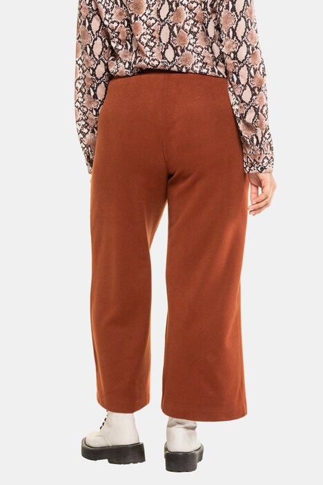 Solid Wide Leg Elastic Waist Knit Culottes