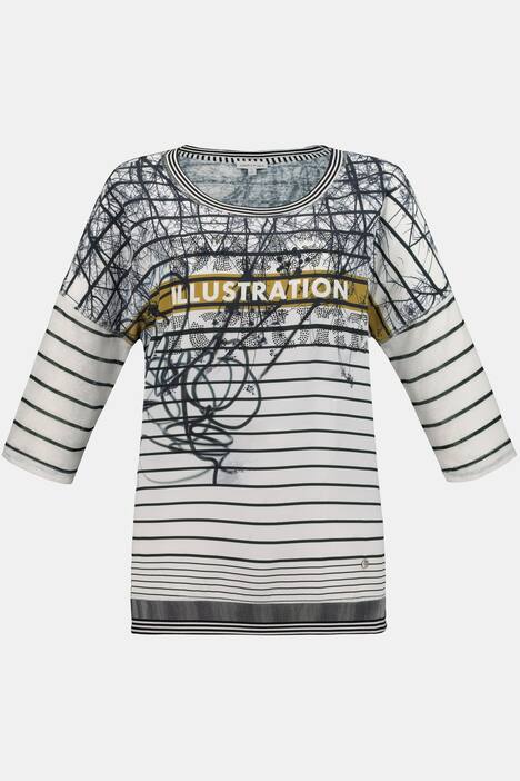 Shirt, oversized, Ziersteinchen, 3/4-Ärmel