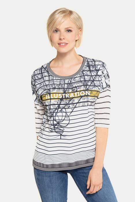 Shirt, oversized, Ziersteinchen, 3/4-Ärmel