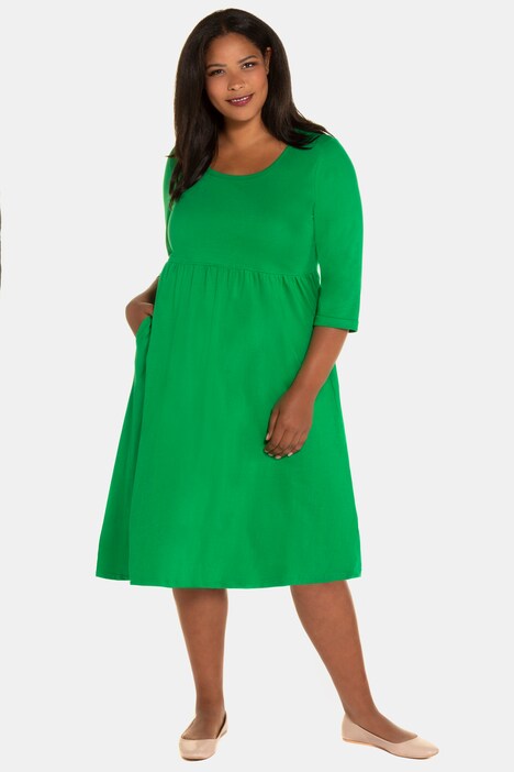 Short Round Neck Empire Cotton Knit Dress