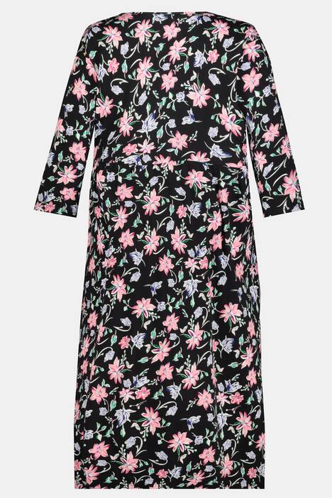 Spring Floral Empire V-Neck Cotton Knit Dress