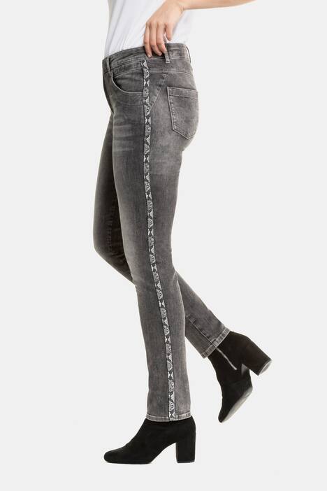 Jeans Julia, Schlangen-Galonstreifen, schmale 5-Pocket