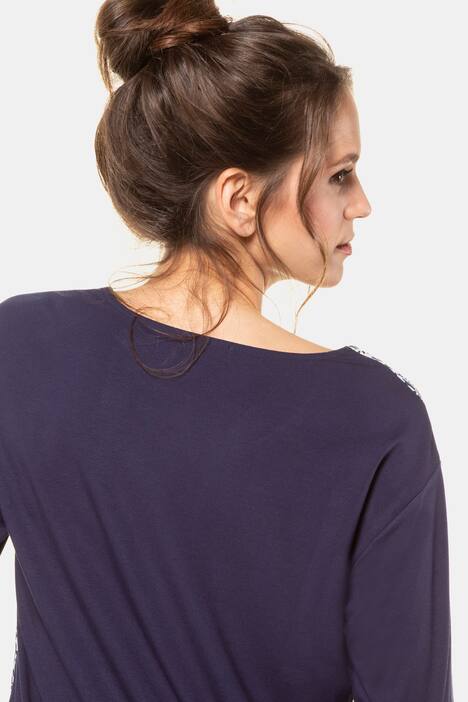 Shirt, vorne gemustert, Jersey-Rücken, 3/4-Arm