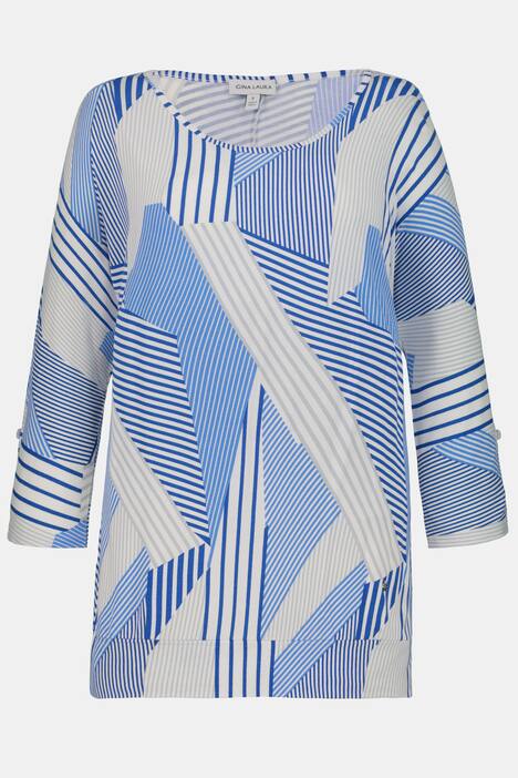 Shirt, Streifen, 3/4-Ärmel, Saumbund
