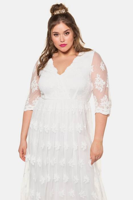 Spitzenkleid, 3/4-Ärmel, blickdichtes Körperfutter