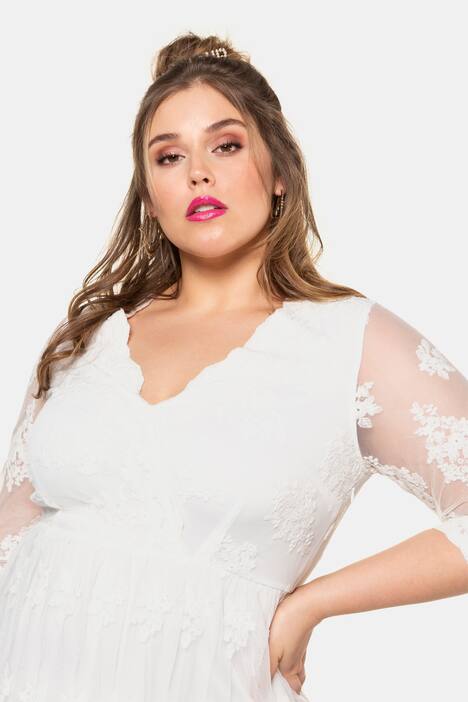 Spitzenkleid, 3/4-Ärmel, blickdichtes Körperfutter
