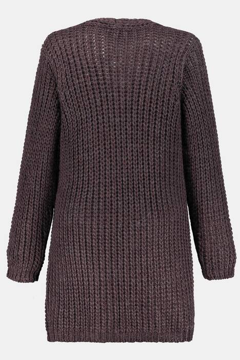 Cardigan, Grobstrick, offene Form, Langarm