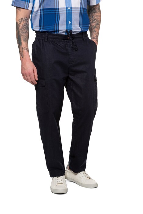Cargo kalhoty, směs lnu, elastický pas, Modern střih