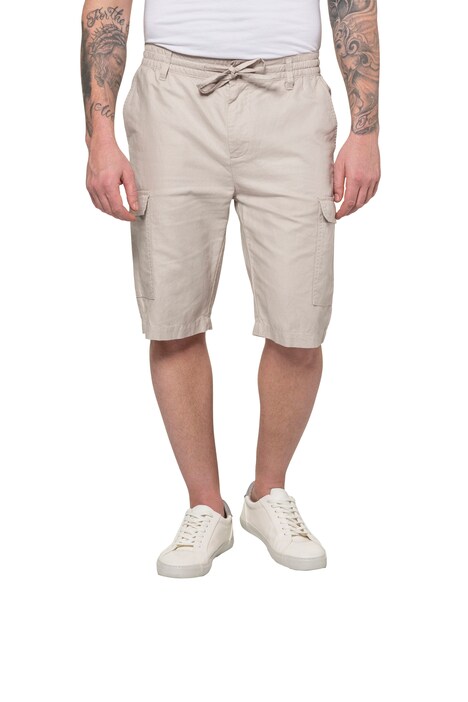 Cargo bermudy, směs lnu, elastický pas, Basic střih