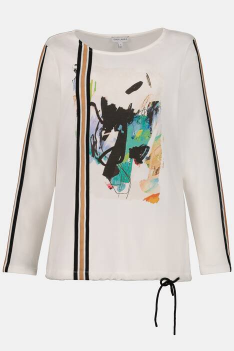 Shirt, Modern-Art-Motiv, Zierstreifen