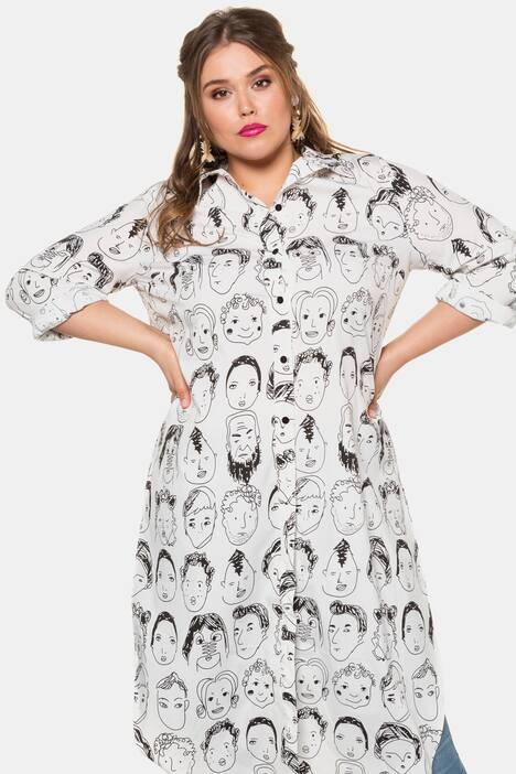 Longbluse, Comic-Look, langer Schnitt