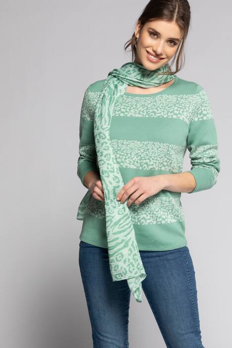 Pullover, Jacquard-Animalstreifen, Rundhals, Langarm