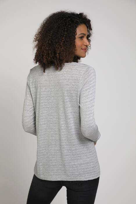 Shirt, Metallic-Effekt, Wasserfall-Ausschnitt, Langarm