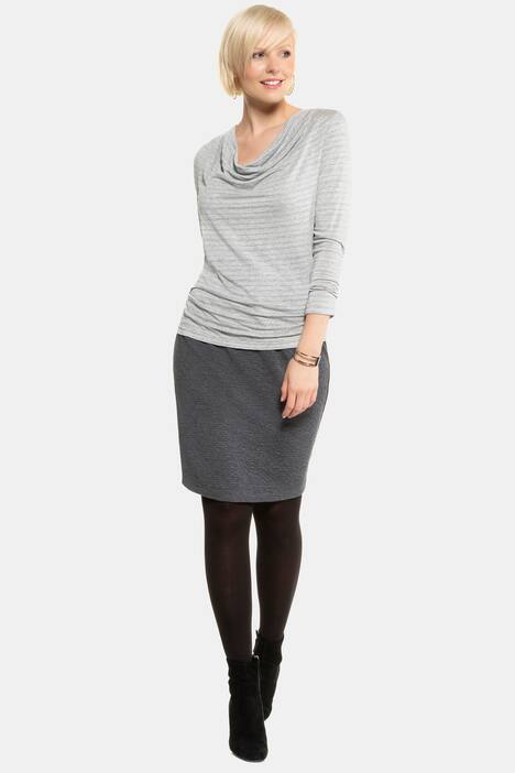 Shirt, Metallic-Effekt, Wasserfall-Ausschnitt, Langarm