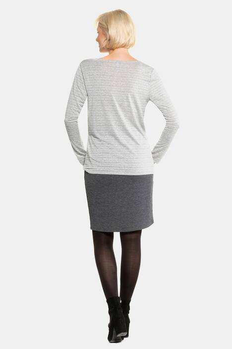 Shirt, Metallic-Effekt, Wasserfall-Ausschnitt, Langarm