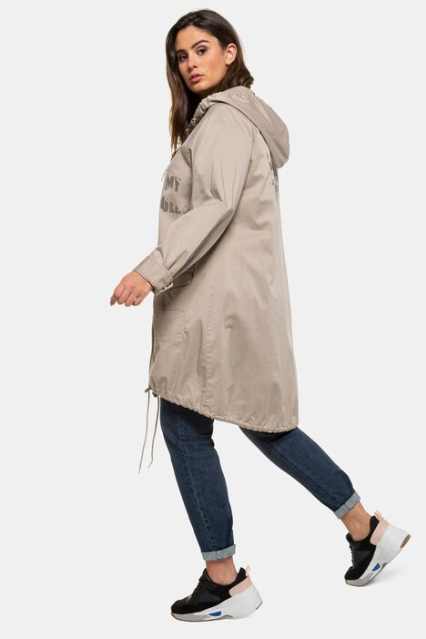 Parka, Schriftzüge, Kapuze, Used-Optik