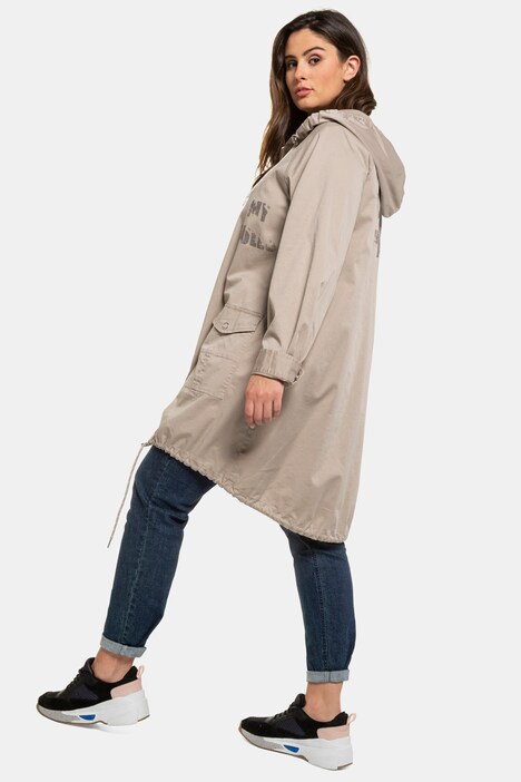 Parka, Schriftzüge, Kapuze, Used-Optik