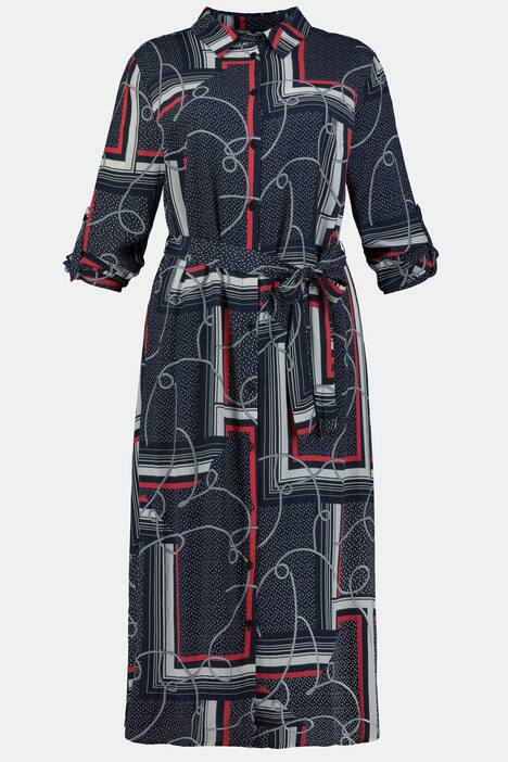 Hemdblusenkleid, Kordel-Muster, Taillenband