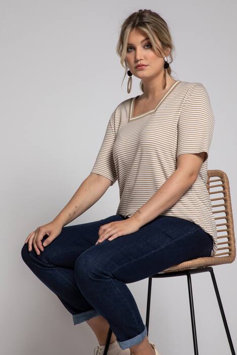Streifenshirt, Carree-Ausschnitt, Classic, Halbarm