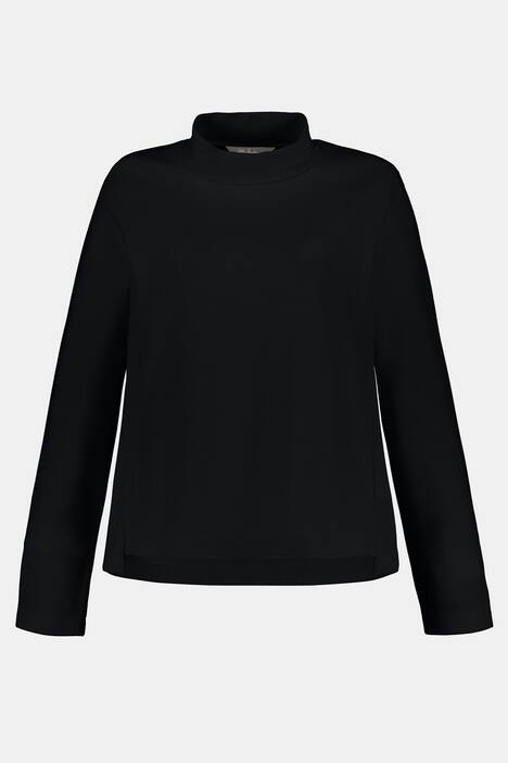 Sweatshirt, Rippmix, Classic, Stehkragen, hinten länger