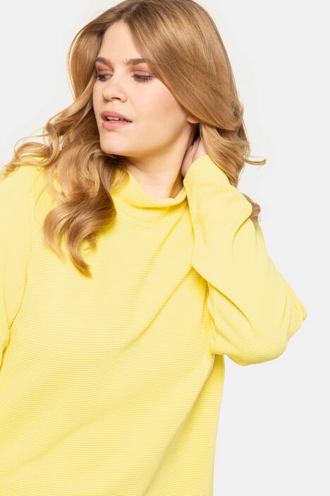 Sweatshirt, schmale Rippstruktur, Classic, Stehkragen