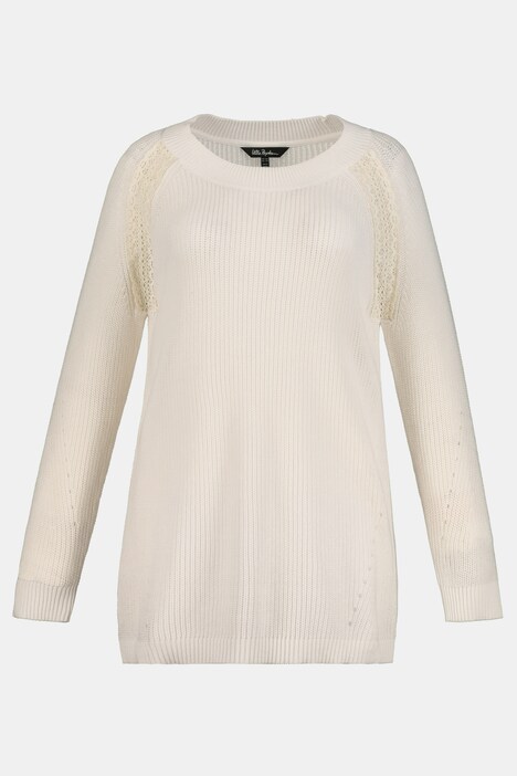 Pullover, Spitzen-Raglannähte, länger geschnitten