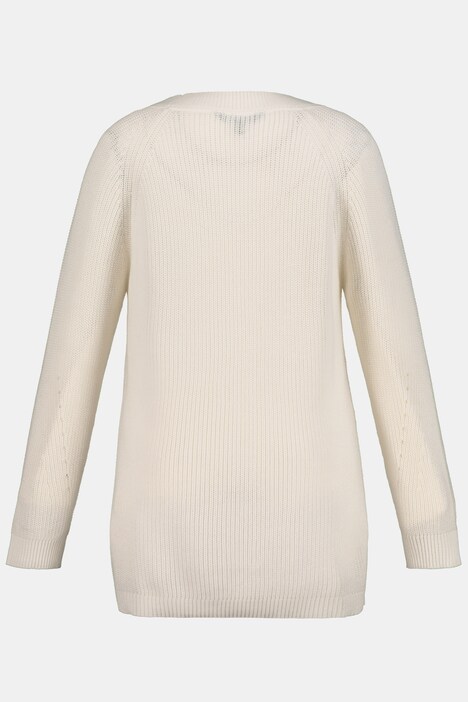Pullover, Spitzen-Raglannähte, länger geschnitten