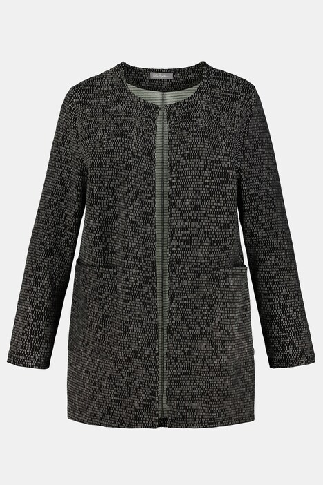 Sweatjacke, Strukturmuster, lange Form, Hakenverschluss
