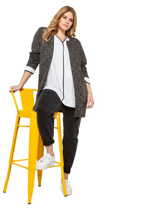 Sweatjacke, Strukturmuster, lange Form, Hakenverschluss