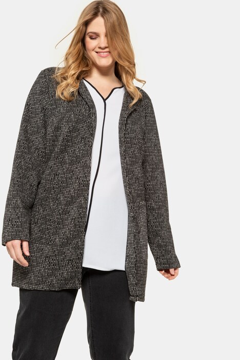 Sweatjacke, Strukturmuster, lange Form, Hakenverschluss