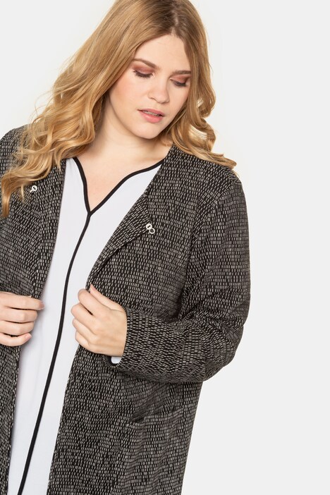 Sweatjacke, Strukturmuster, lange Form, Hakenverschluss