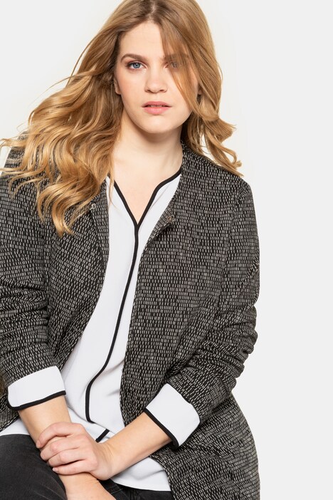 Sweatjacke, Strukturmuster, lange Form, Hakenverschluss