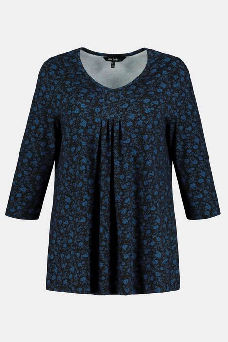 Floral Print V-Neck Stretch Knit Top