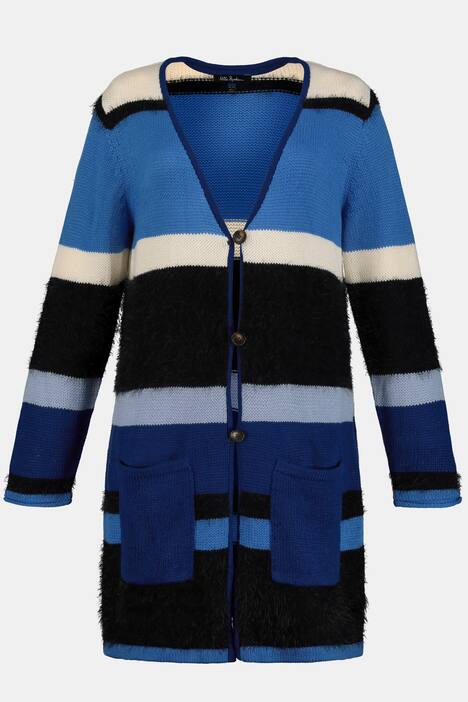 Long-Cardigan, Colorblocking, Strickmix