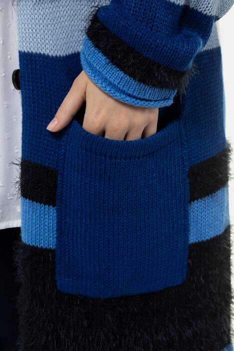 Long-Cardigan, Colorblocking, Strickmix
