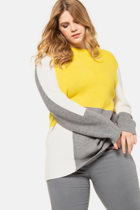 Pullover, Colorblocking, Oversized, weicher Rippstrick