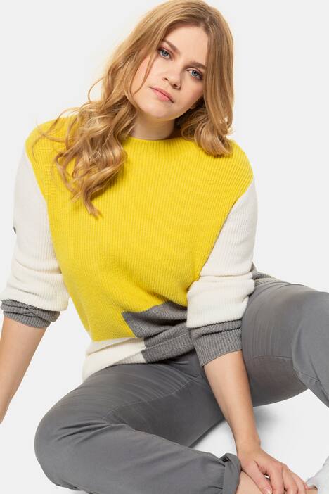 Pullover, Colorblocking, Oversized, weicher Rippstrick