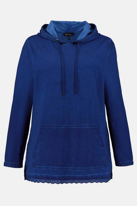 Sweatshirt, cold dyed, Classic, Spitzenbänder, Kapuze