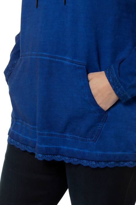 Sweatshirt, cold dyed, Classic, Spitzenbänder, Kapuze