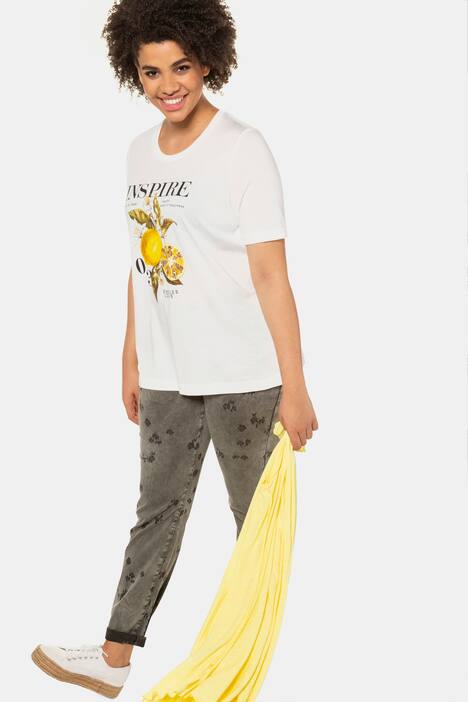 T-Shirt, Zitronenmotiv, Classic, Pailletten, Modal