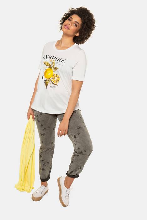 T-Shirt, Zitronenmotiv, Classic, Pailletten, Modal