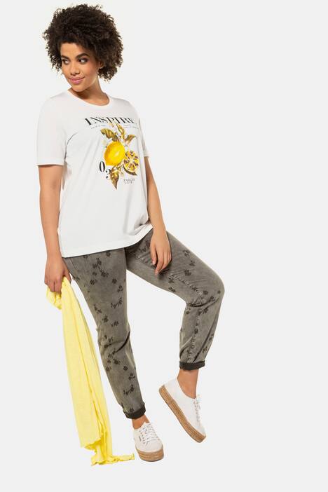 T-Shirt, Zitronenmotiv, Classic, Pailletten, Modal