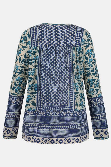 Shirt-Tunika, Mustermix, A-Linie, Keilausschnitt