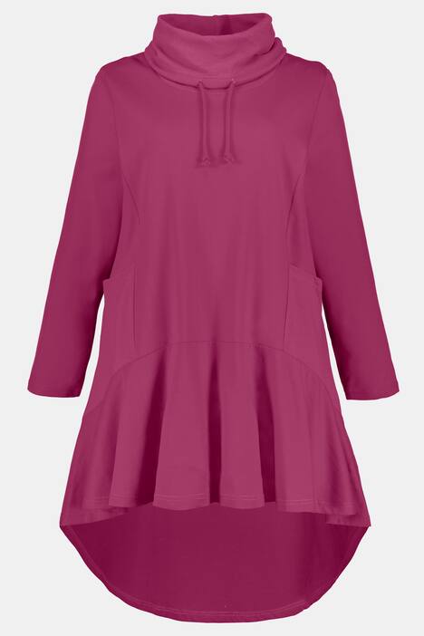 Velvet Inset Hi-Low Stretch Tunic Sweatshirt